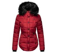 MARIKOO warme Damen Winter Jacke Winterjacke Steppjacke gefüttert Kunstfell B618 [B618-Lotus-Blood-Red-Gr.S]