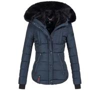 Marikoo Damen Winterjacke Lotusblüte mit Teddy-Innenfutter & Kunstfellkragen XS