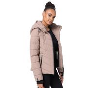 MARIKOO Winterjacke Damen (XS-3XL) - Wasserabweisend, Warm, Kapuze abnehmbar, Winddicht - Steppjacke, Frauen - Stehkragen, 4 Taschen, verlängerter Zipper - Taupe Grey S