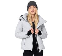 MARIKOO Winterjacke Damen (XS-3XL) - Wasserabweisend, Warm, Kapuze abnehmbar, Winddicht - Steppjacke, Frauen - Stehkragen, 4 Taschen, verlängerter Zipper - Light Grey XS