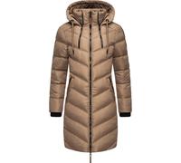 Wintermantel MARIKOO "Armasa" Gr. XS (34), grau (taupe) Damen Mäntel Wintermäntel modischer Winter Steppmantel mit Kapuze (95916209-XS) taupe