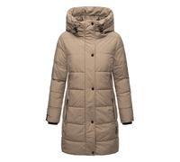 MARIKOO Damen Winterjacke Stepp Winter Jacke Übergang Steppjacke lang warm Kapuze B987 [B987-Karumik-Taupe-Grey-Gr.3XL]