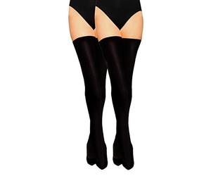 MARILYN blickdichte atemberaubende, dezent klassische halterlose Strümpfe, 40 Denier, Größe 36/40 (one size), Farbe Schwarz (je 2x black)