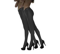 MARILYN blickdichte Hüftstrumpfhose mit 9 cm Spitze 2er Pack, 100 Denier, Größe 40/42 (M/L) - 2 Paar, Farbe je 2x Grau (grigio)