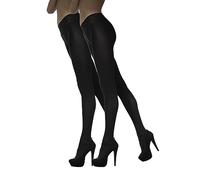 MARILYN blickdichte Hüftstrumpfhose mit 9 cm Spitze 2er Pack, 100 Denier, Größe 42 (XL) - 2 Paar, Farbe je 2x Schwarz (nero)
