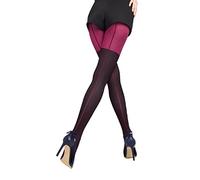 MARILYN blickdichte Naht-Strumpfhose mit Fabrwechselspiel, 60 Denier, Größe 36/38 (S/M), Farbe Rosa (fuxia & black)