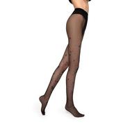 MARILYN Damen Strumpfhose 20 DEN Schneeflocken-Strumpfhose mit Glitzer Winterstrumpfhose Weihnachtsstrumpfhose (1 Paar, 38/40 M/L, Schwarz/Nero)