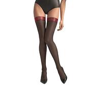 MARILYN elegante halterlose Strümpfe mit Lurex Band, 40 Denier, Größe 36/38 (S/M), Farbe Schwarz (black & red)