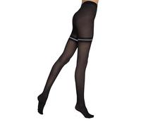 MARILYN elegante Strumpfhose im Overknee look, 40 Denier, Größe 36/38 (S/M), Farbe Schwarz (black & silver)
