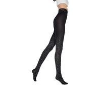 MARILYN elegante Strumpfhose mit Lurex Effekt und antirutsch Spitzen-Bündchen, 60 Denier, Größe 40/42 (M/L), Farbe Schwarz (black)