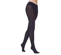 MARILYN gemusterte blickdichte Strumpfhose mit Mond und Sternchenmotiven, 60 Denier, Größe 38/40 (M/L), Farbe Schwarz (black)