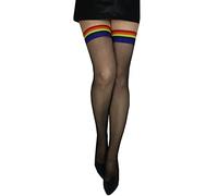 MARILYN halterlose Netz-Strümpfe, 80 holes mit 7 cm Halteband in Regenbogenfarben, Größe 36/38 (S/M), Farbe Schwarz (black)