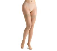 MARILYN Halterlose Netzstrümpfe für Damen 20 DEN Sexy Haltbare Elastische Strümpfe mit Eleganter 10 cm Langer Spitze Veredelt (38/40 M/L, Hautfarben)
