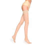 MARILYN Halterlose Strümpfe Damen 15 DEN Klassische Sexy Transparent Halbmatt Reißfestt Elastische Strümpfe Eleganter 7 cm Spitze mit Rutschfesten Silikonband (1 Paar, 38/40 M/L, Creme/Ecru)