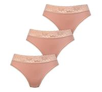 Marilyn Poupée Infinity Baumwolle Panty mit klassischem Schnitt und Spitzengürtel Natur - XXL - 3er Pack