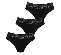 Marilyn Poupée Infinity Baumwolle Panty mit klassischem Schnitt und Spitzengürtel Schwarz - XL - 3er Pack