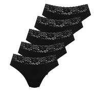 Marilyn Poupée Infinity Baumwolle Panty mit klassischem Schnitt und Spitzengürtel Schwarz - XL - 5er Pack
