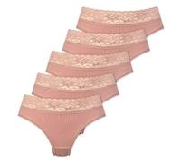 Marilyn Poupée Infinity Brasilianische Baumwolle Slip mit Spitzengürtel Natur - XL - 5er Pack