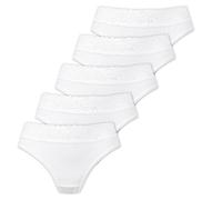 Marilyn Poupée Infinity Brasilianische Baumwolle Slip mit Spitzengürtel Weiß - S - 5er Pack