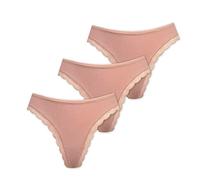 Marilyn Poupée Infinity String aus Baumwolle mit Spitzensaum Natur - M - 3er Pack