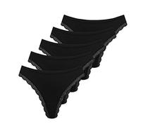 Marilyn Poupée Infinity String aus Baumwolle mit Spitzensaum Schwarz - XL - 5er Pack