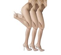 MARILYN semi-matte transparente Strumpfhose mit Komfort-Taillenband im 3er Pack, 15 Denier, Größe 40 (L), Farbe je 3x Beige (visone)
