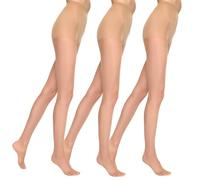 MARILYN Strumpfhose Damen 15 DEN Klassische Halbmatte Transparente Strumpfhosen (3 Paar, 36 S, Beige)