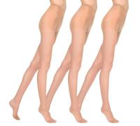 MARILYN Strumpfhose Damen 15 DEN Klassische Halbmatte Transparente Strumpfhosen (3 Paar, 38 M, Hautfarben/Visone)