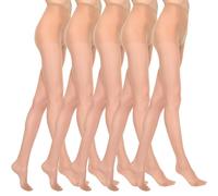 MARILYN Strumpfhose Damen 15 DEN Klassische Halbmatte Transparente Strumpfhosen (5 Paar, 36 S, Hautfarben/Visone)