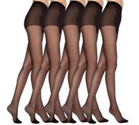 MARILYN Strumpfhose Damen 15 DEN Klassische Halbmatte Transparente Strumpfhosen (5 Paar, 36 S, Schwarz/Nero)
