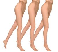 MARILYN Strumpfhose Damen 15 DEN Transparente Halbmatte Strumpfhosen (3 Paar, 40 L, Beige)