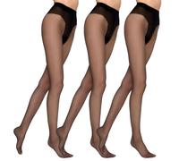 MARILYN Strumpfhose Damen 7 DEN Extrem Dünne Sommer Halbmatte Transparente Strumpfhosen (3 Paar, 36 S, Schwarz/Nero)