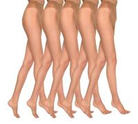 MARILYN Strumpfhose Damen 7 DEN Extrem Dünne Sommer Halbmatte Transparente Strumpfhosen (5 Paar, 38 M, Beige)