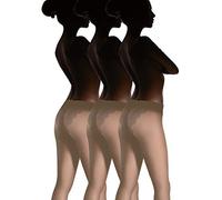 MARILYN Strumpfhose Damen glänzende halbmatte Strumpfhosen mit Spitzenhöschen, 20 Denier, Größe 38 (M), Farbe Beige (je 3x visone)