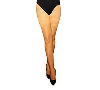 MARILYN transparente halterlose Strümpfe mit 15 cm Spitze, 20 Denier, Größe 36/38 (S/M), Farbe Beige (beige)