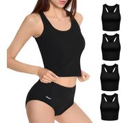 MARILYN Viererpack Damen Tanktop Ärmellos Baumwolle Oberteile Frauen Unterhemden M Schwarz 4-er Pack