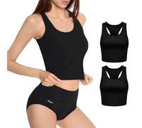 MARILYN Zweierpack Damen Tanktop Ärmellos Baumwolle Oberteile Frauen Unterhemden L Schwarz 2-er Pack