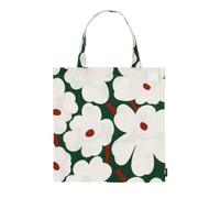Marimekko - Unikko Einkaufstasche, dunkelgrün / off-white / hellrosa