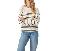 Langarmshirt LEVI'S "MARIN STRIPE TOP", Damen, Gr. S (36), magnolia stripe egre, Sweatware, Obermaterial: 100% Baumwolle, gestreift, normal hüftbedeckend, Rundhals, Shirts Langarmshirt, Saum mit kurze