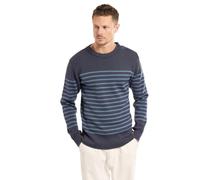 Marine-Pullover, gestreift, mit Knöpfen, Rundhalsausschnitt, Molène