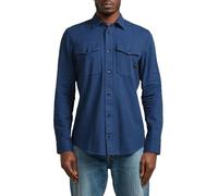 Langarmshirt G-STAR "Marine Slim Hemd", Herren, Gr. M, rank blau gd, Obermaterial: 50% Baumwolle, 50% Baumwolle, Shirts Langarmshirt (72896357-M) rank blau gd