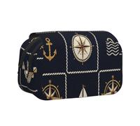 Mariner's Compass Stifteetui mit doppelter Klappe, Oxford-Organizer | Klapp-Design mit mehreren Taschen und Klettverschlussklappe, große Kapazität, ideal zum Skizzieren und für den täglichen