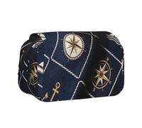 Mariner's Compass1 Stifteetui mit doppelter Klappe, Oxford-Organizer | Klapp-Design mit mehreren Taschen und Klettverschlussklappe, große Kapazität, ideal zum Skizzieren und für den täglichen