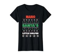 Mario Santas Kleiner Helfer, lustiger Mario-Name, Weihnachten Preisgünstiges Grafik-T-Shirt, Damen, Schwarz, XL