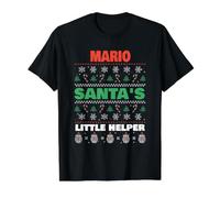 Mario Santas Kleiner Helfer, lustiger Mario-Name, Weihnachten Preisgünstiges Grafik-T-Shirt, Herren, Schwarz, XL