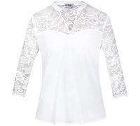Marjo Bluse Janina-Majara halbarm Ecru | Trachtenbluse mit Spitze | Damen Gr. 36