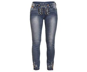 MarJo Damen Damen Trachten Stretch-Jeans lang blau, BLAU, 44