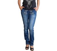 MarJo Damen Trachtenjeans lang Classic (32, blau)
