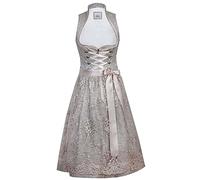 Marjo Dirndl Aurelia 65er Länge Champagner/Taupe | Jacquard-Dirndl schlicht elegant | Damen Midi Gr 36