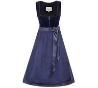 Marjo Dirndl Bidingen 65cm Länge | Samtdirndl mit Reißverschluss | Satinband Damen (DE/NL/SE/PL, Numerisch, 38, Regular, Regular, blau)
